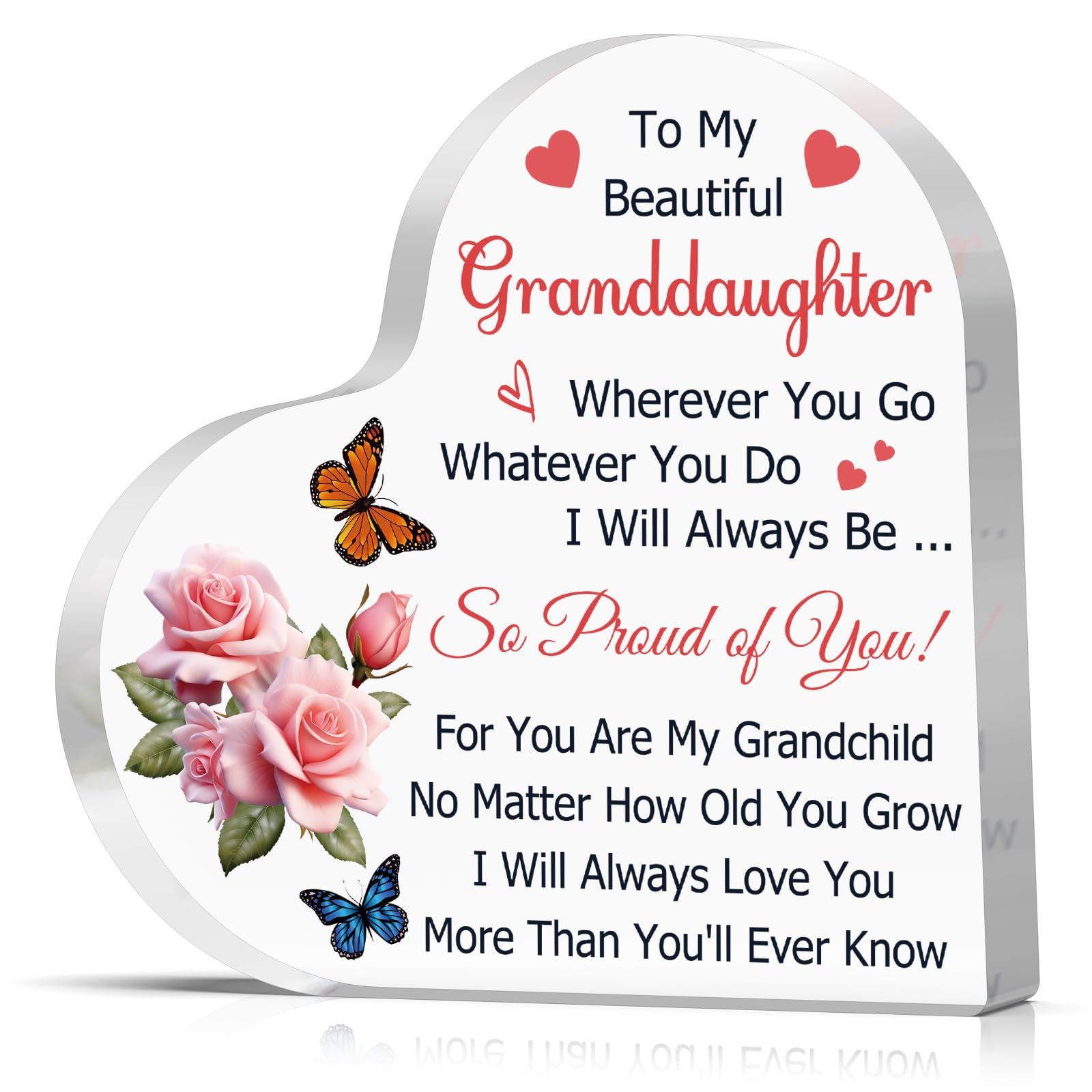 Granddaughter Gifts from Grandma Heart-Shaped Acrylic Plaque