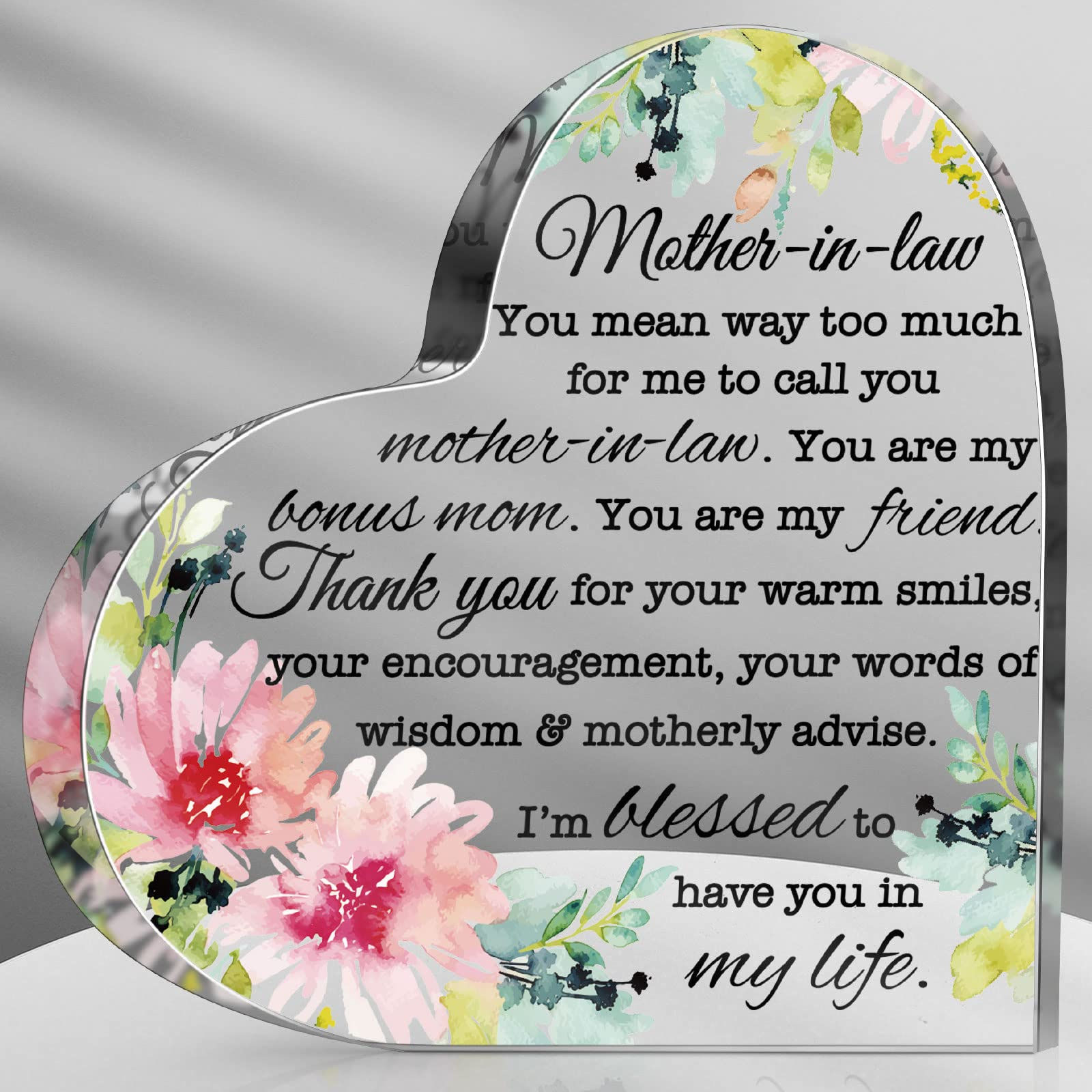 Acrylic Mom's Heart Plaque Sign