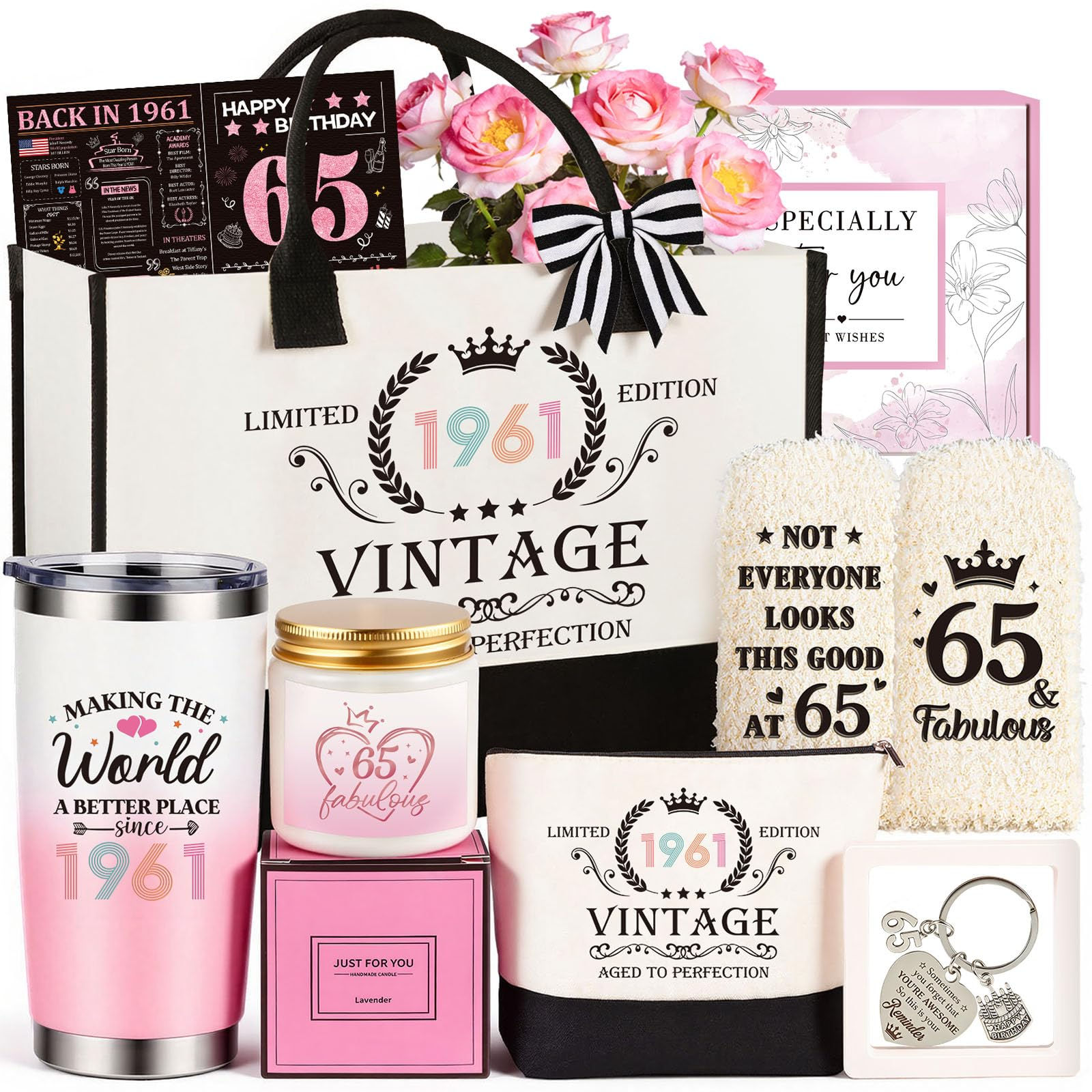 Happy 65th Birthday Gifts Basket for Women