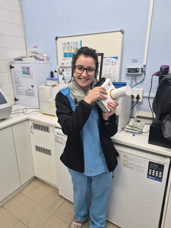 Veterinarian with a dental x ray generator