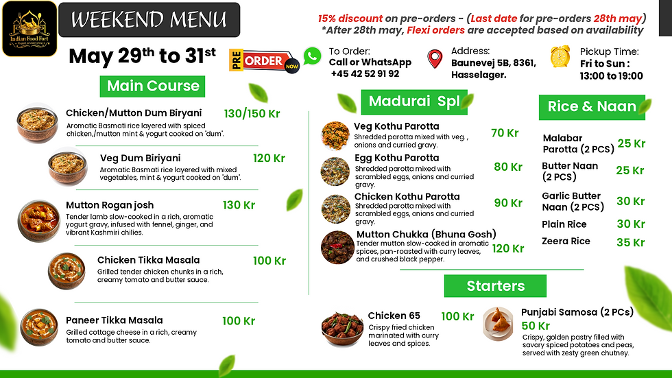 🌟 WEEKEND SPECIAL MENU:  