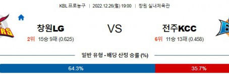 12월26일 KBL LG KCC 무료중계 스포츠분석
