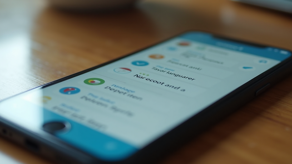 Eye-level view of a smartphone displaying a language learning app interface