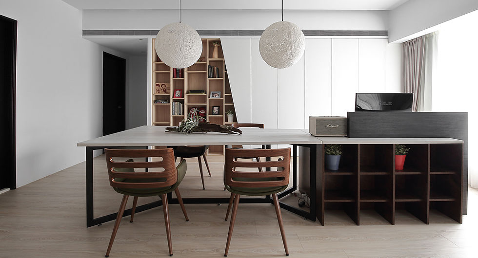 北歐風書房設計,多功能餐桌,台北室內設計推薦,樂沐室內設計