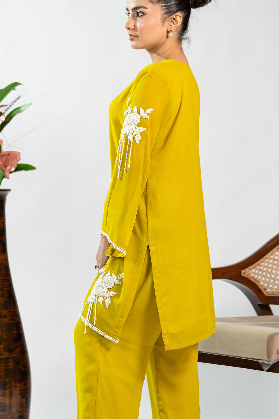 Thumbnail: YELLOW CO-ORD WITH FLORAL PATCH WORK