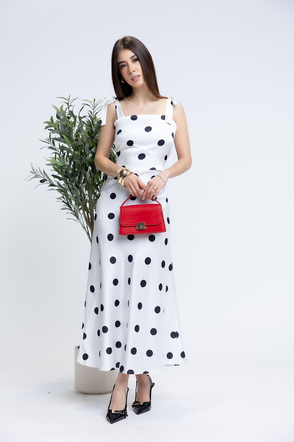 Miniatura: Conjunto Polka Satinado Maxi Falda
