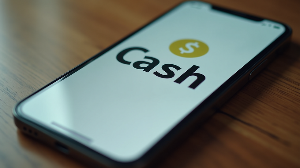 High angle view of a mobile phone with a cash prize notification