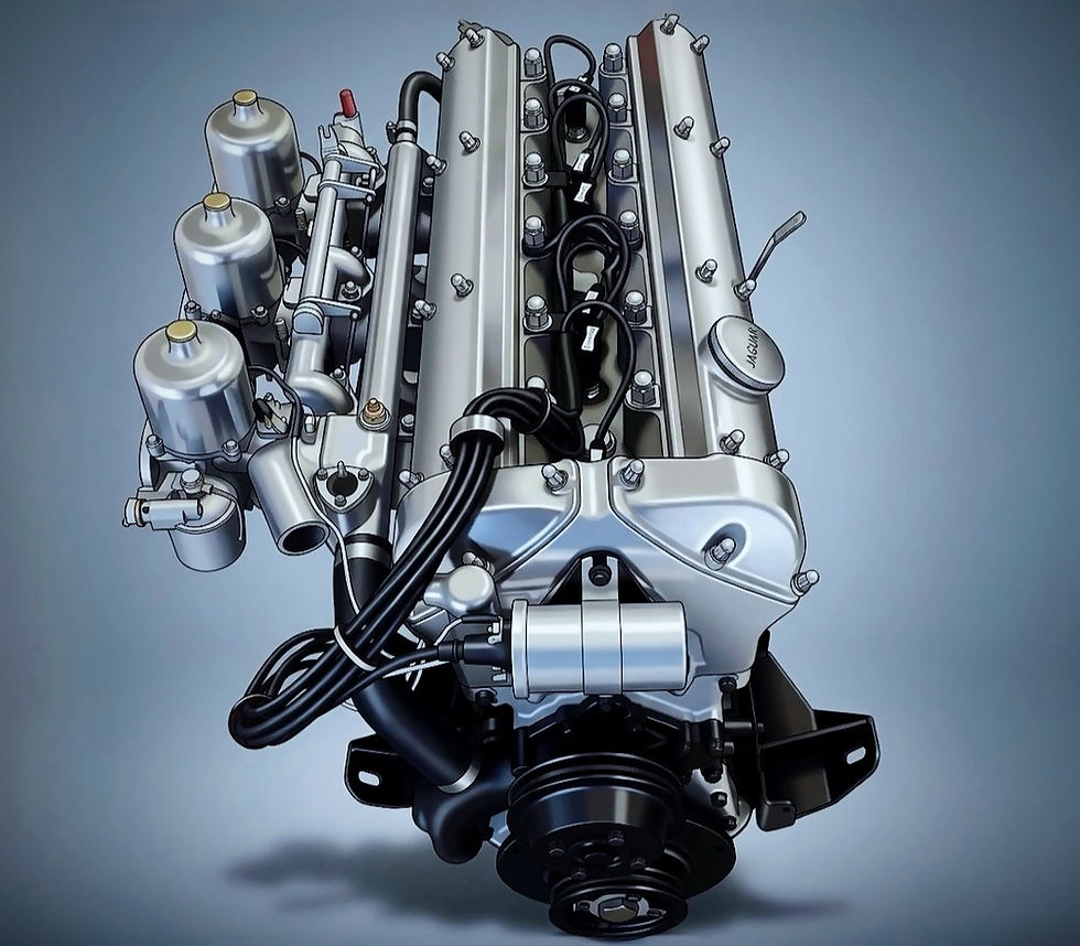 A drawing of a classic Jaguar Engine