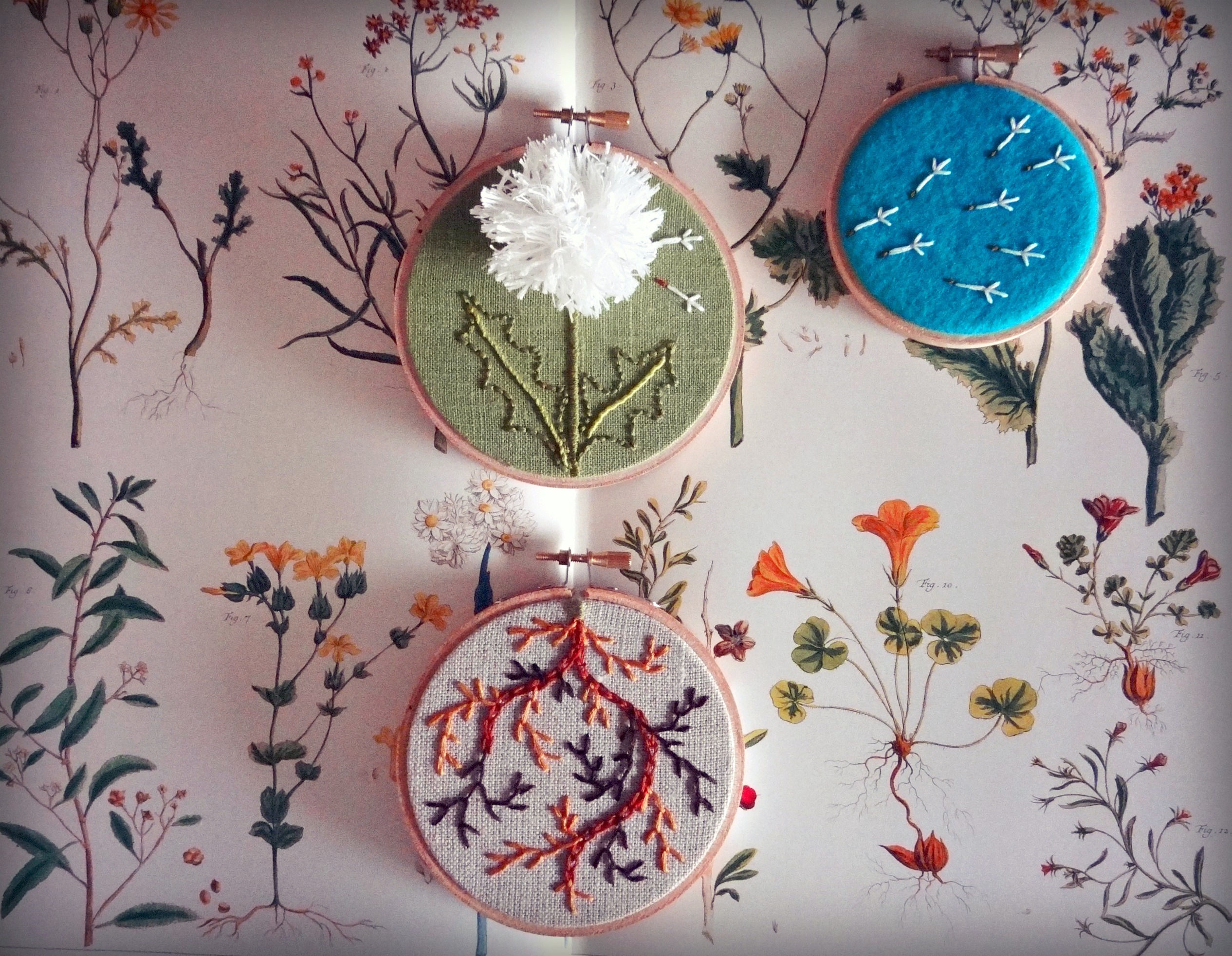 3D Dandelion Embroidery Pattern