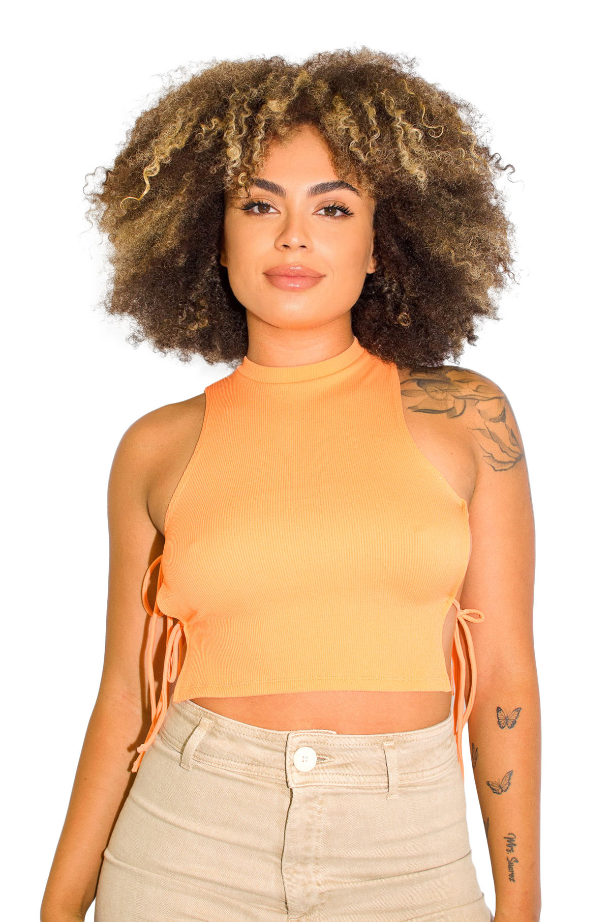 Ribbed Side Tie Crop Top