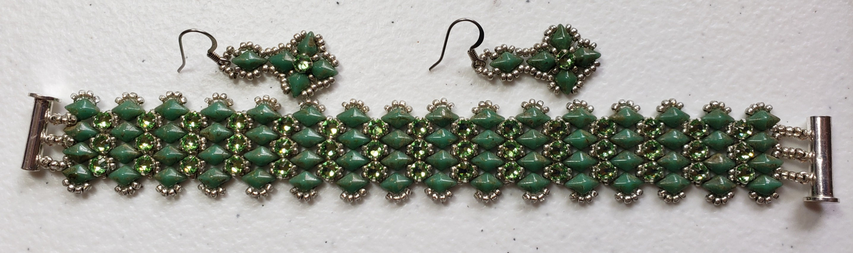 Beaded Green Diamond Bracelet