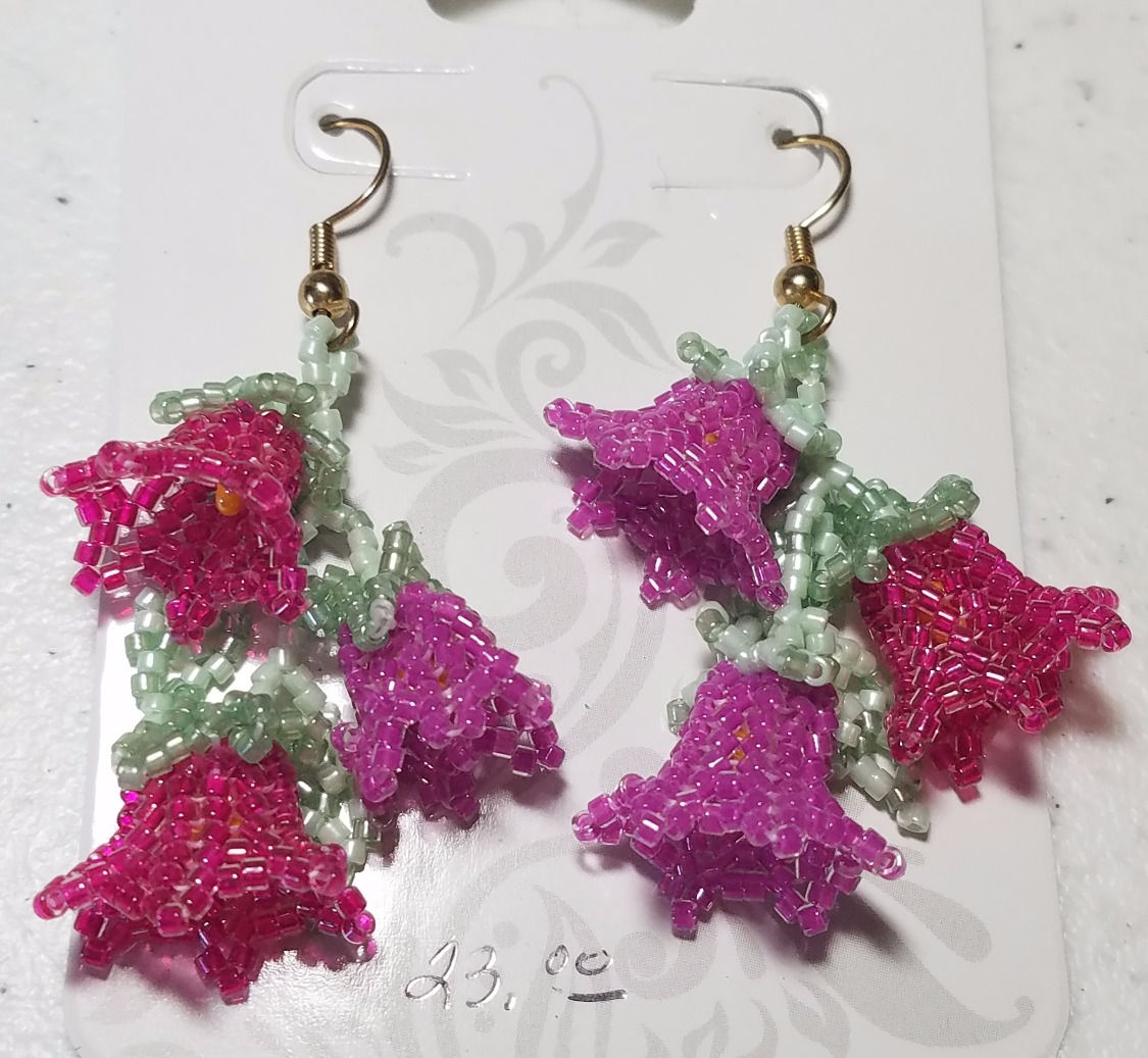Beaded Tulip Dangle Earrings