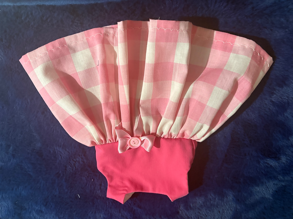 Thumbnail: Pastel blue dress with white trim and bow