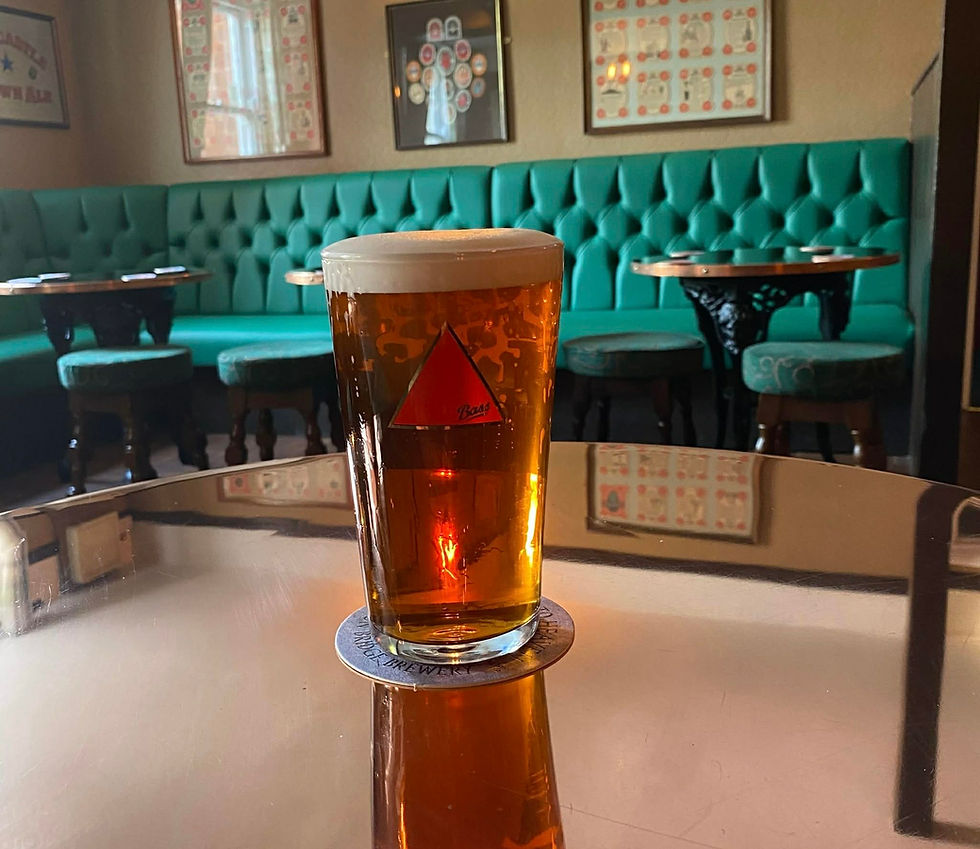 The gleaming copper-topped tables - not to mention excellent Draught Bass - are a feature of the Devvy.