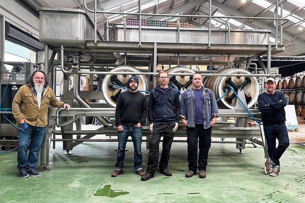 Pictured with one of the Burton Union sets acquired from the former Marston's brewery are, from left, Thornbridge founder Jim Harrison, head brewer Rob Lovatt, brewer Ben Wood, production manager Dom Driscoll and co-founder and chief executive Simon Webster. Picture courtesy of the brewery.