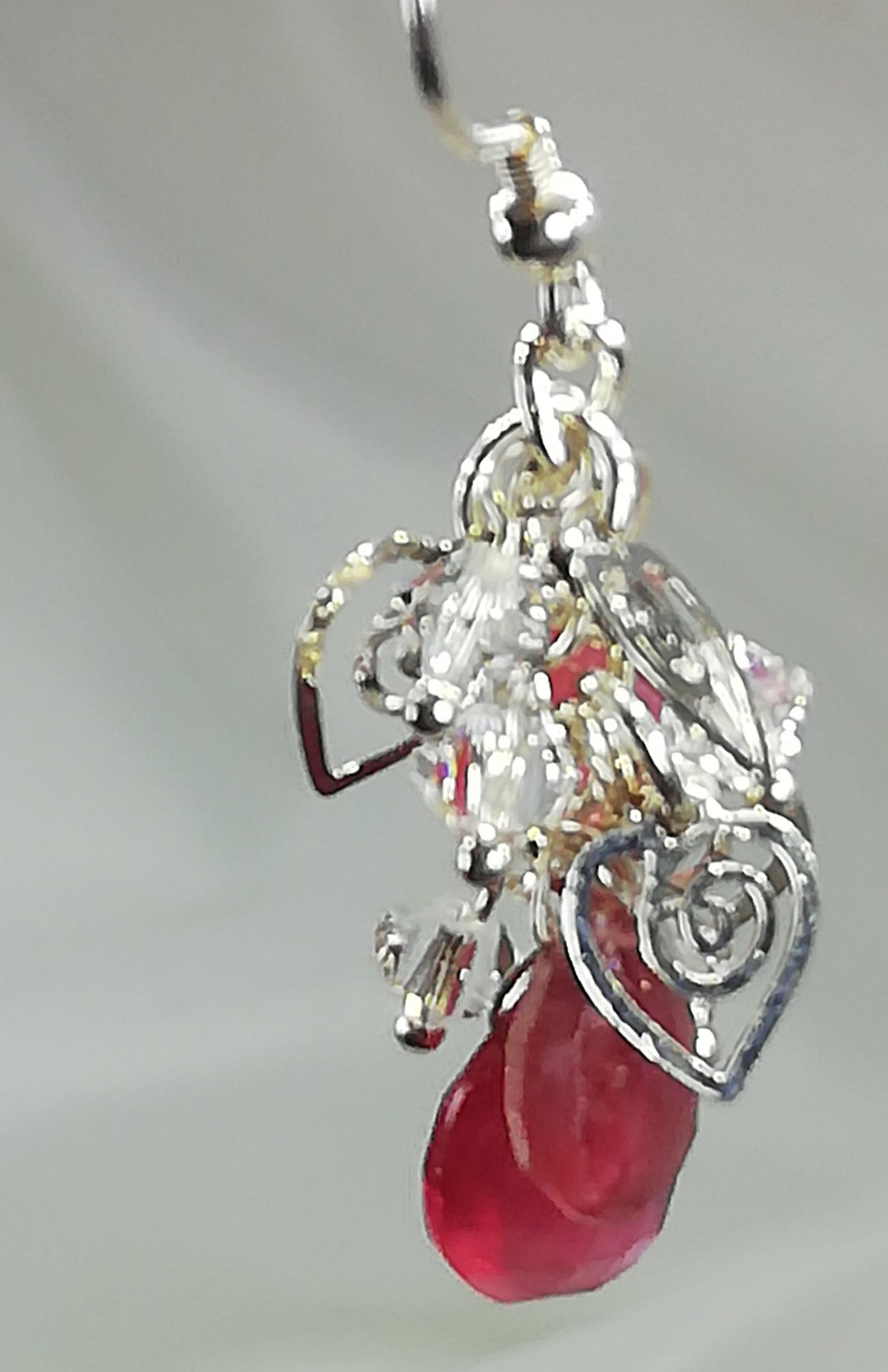 Faceted Ruby & Crystal Earrings