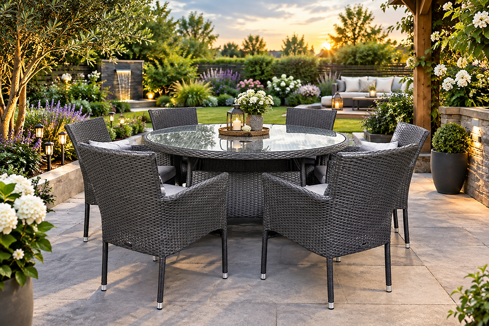 Round Rattan Dining Garden Set