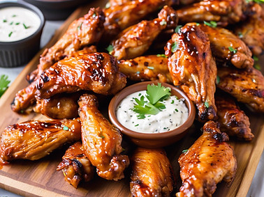 sauced grilled chicken wings with ranch on the side.jpg