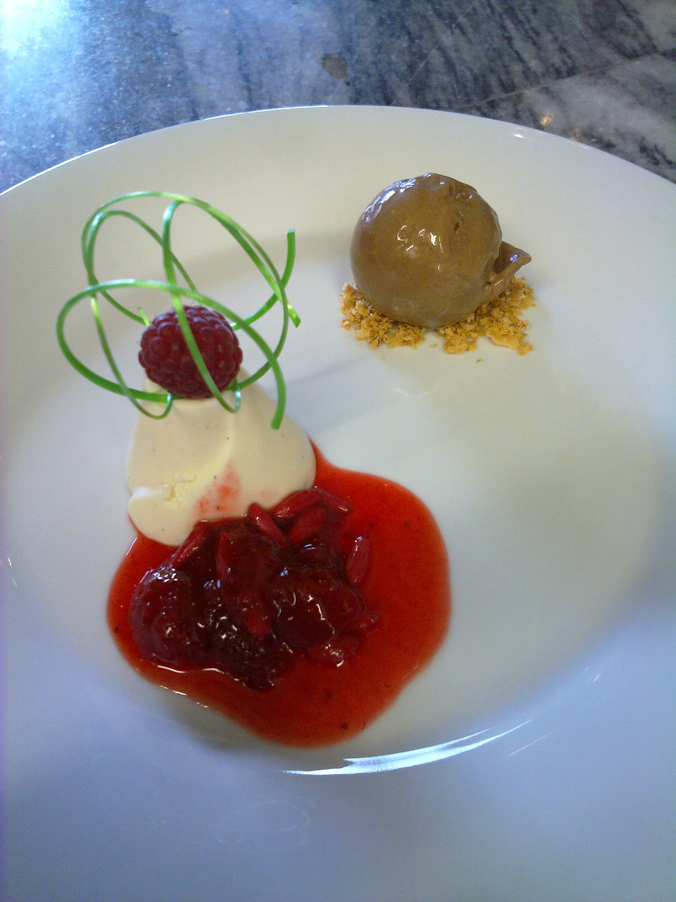 vanilková_pannacotta,_kompot_z_jahod_máty_a_piniemi_s_čokoládovou_zmrzlinou.jpg