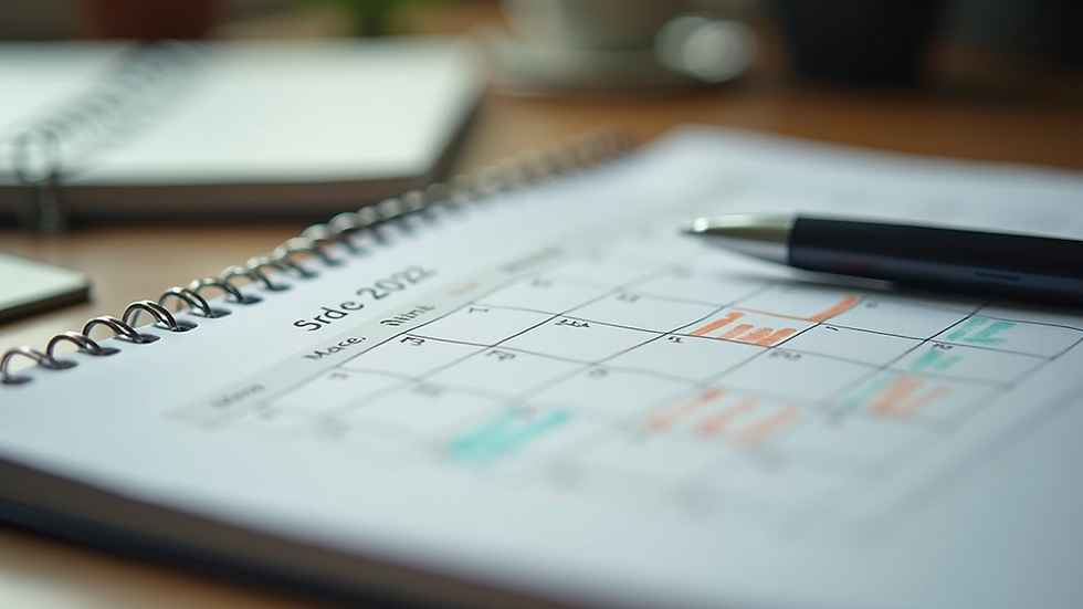 Eye-level view of a study schedule on a desk