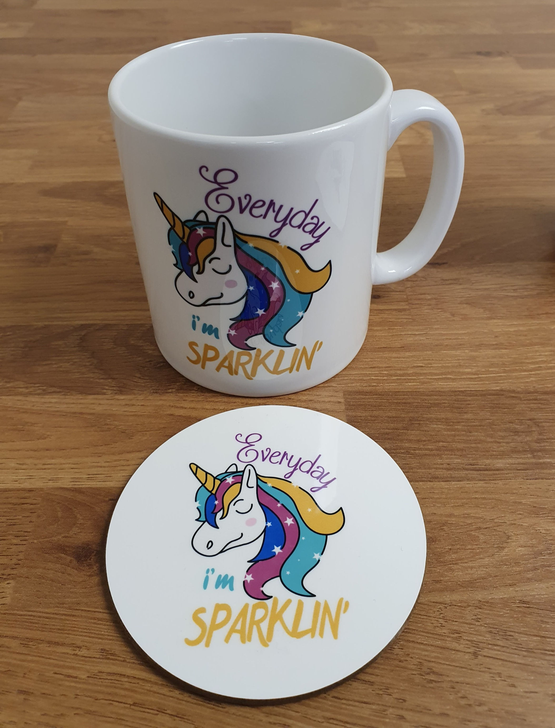 Everyday I'm Sparklin' Fabulous Unicorn Mug & Coaster