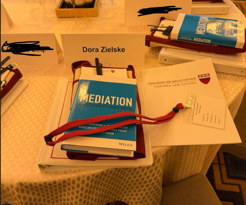 Dora Zielske ready for Harvard Mediation Intensive November 2025