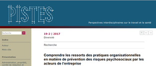 Compendre les ressorts des pratiques organisationnelles de prévention des RPS