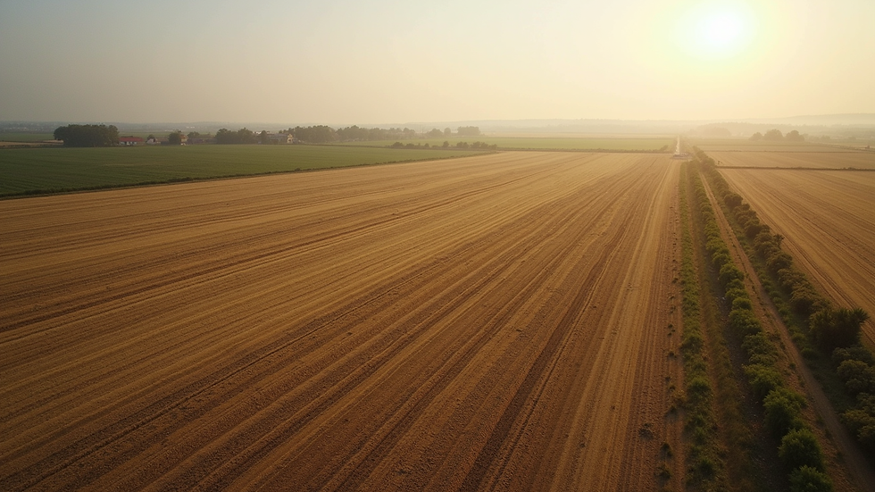 High angle view of cleared rural land ready for development