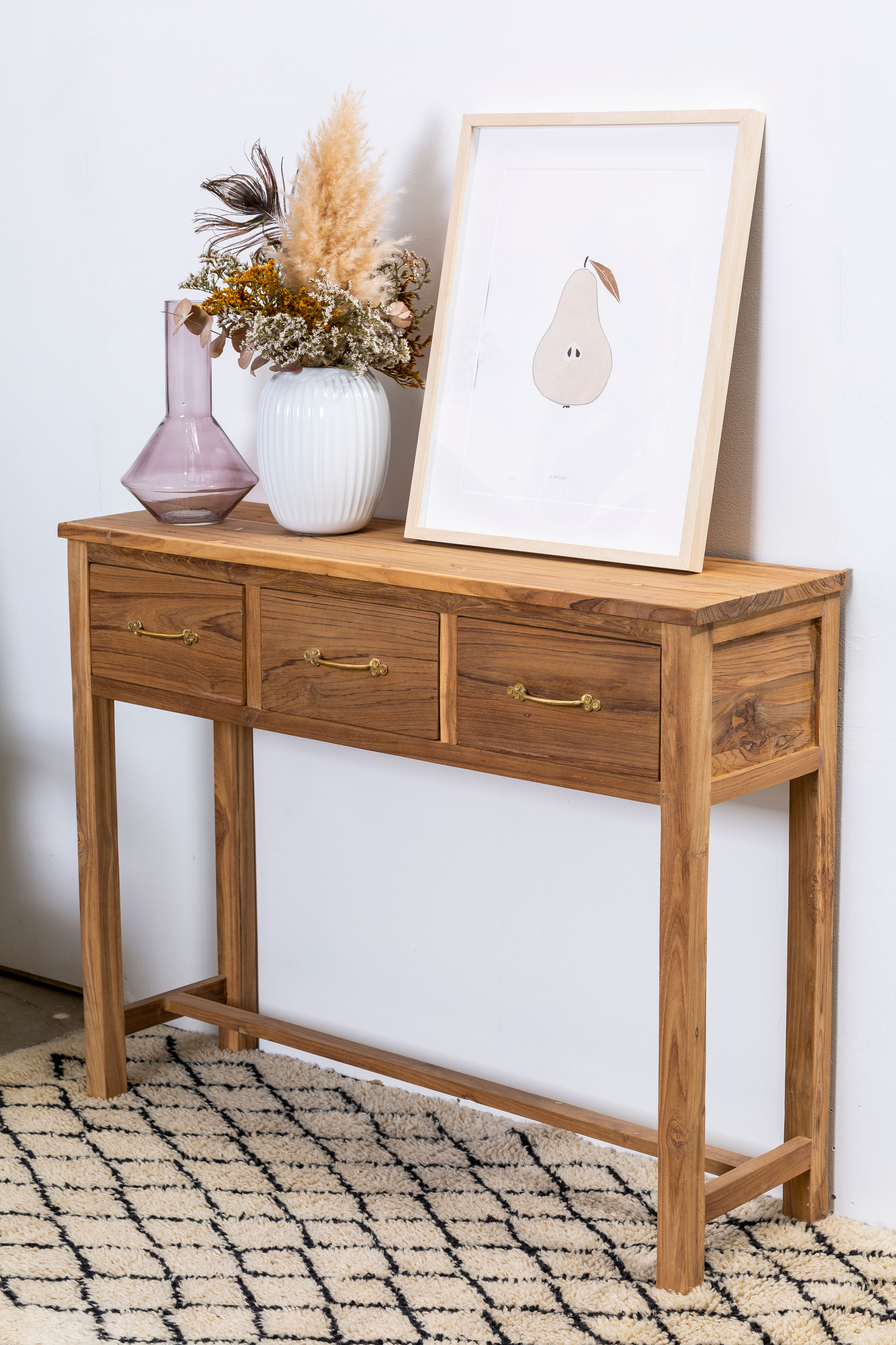 קונסולת מגירות מעץ טיק