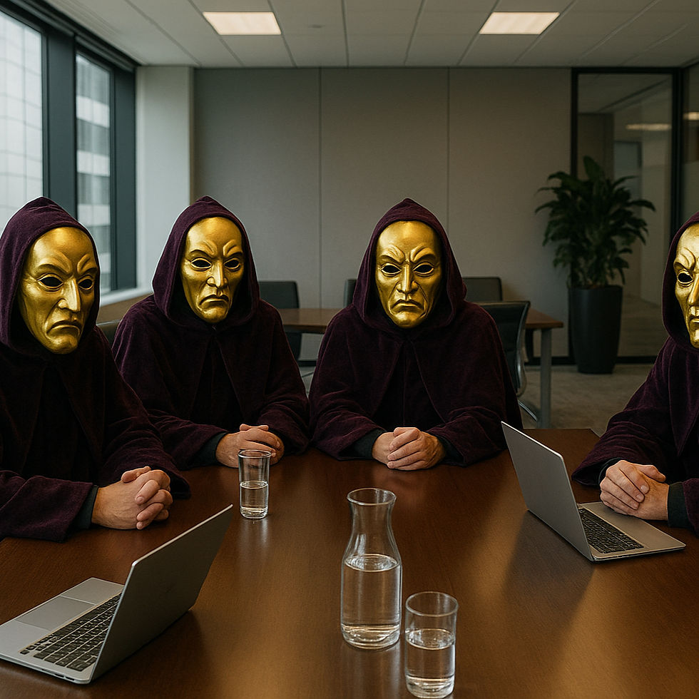 Four 'traitor' style druids sat round an office table