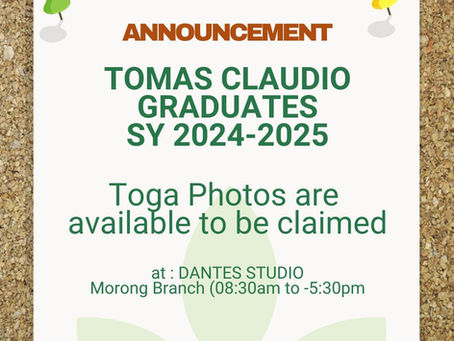 ADVISORY: Toga Photos for Claudian Graduates SY 2024–2025 🎓