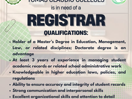 📢 We're Hiring: Registrar📝