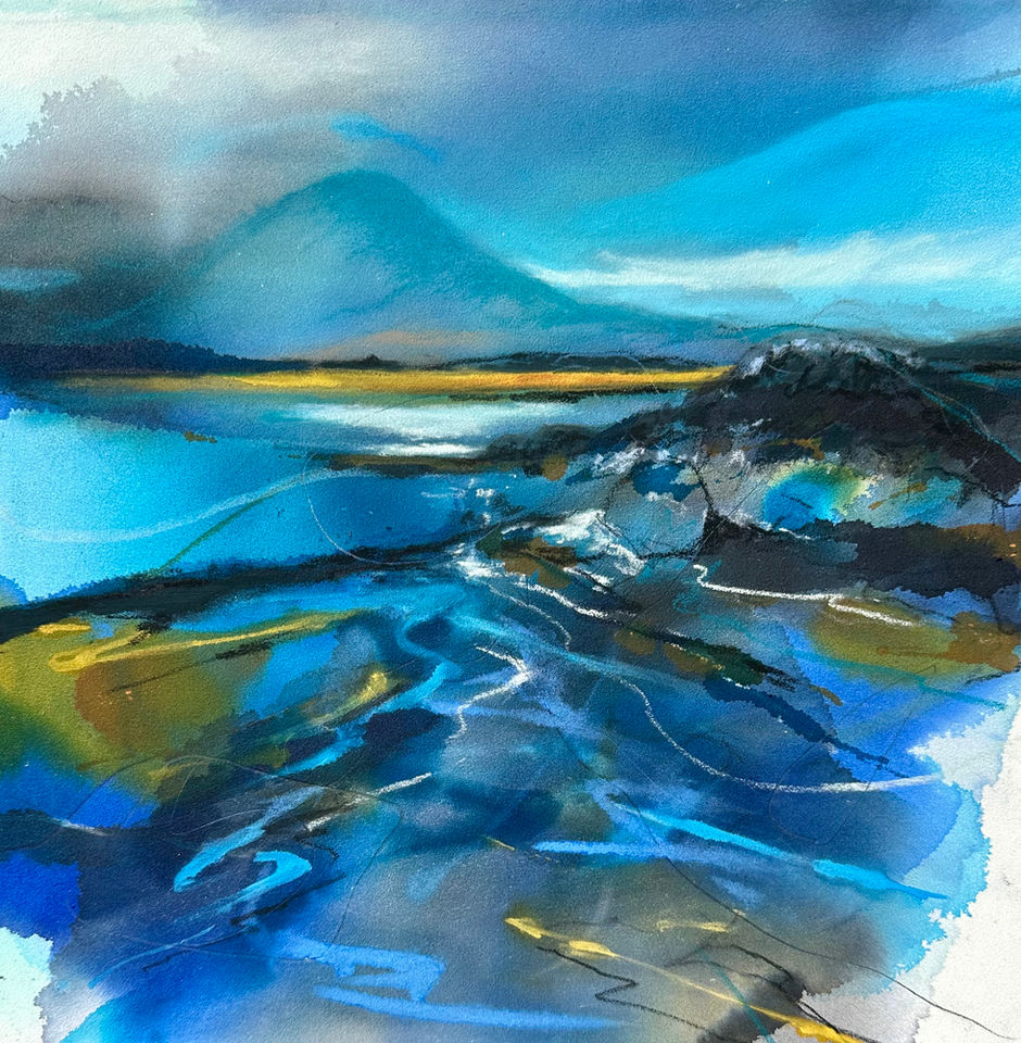 Broadford Bay, Skye“Brooding Beinn na Caillich”Broadford Bay , Skye
Waterloo   “Beinn na Caillich”   Cuillin Ridge   mountains  beach. painting moody sky 