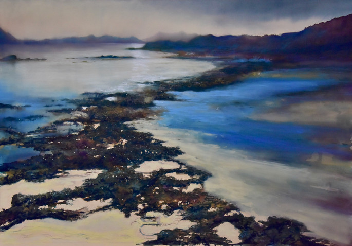 Point of Sleat
Camus Darach Isle of Skye Scottish Highlands Seascape shoreline reflection on the water original artwork soft pastels Unison pastels Schminke pastels