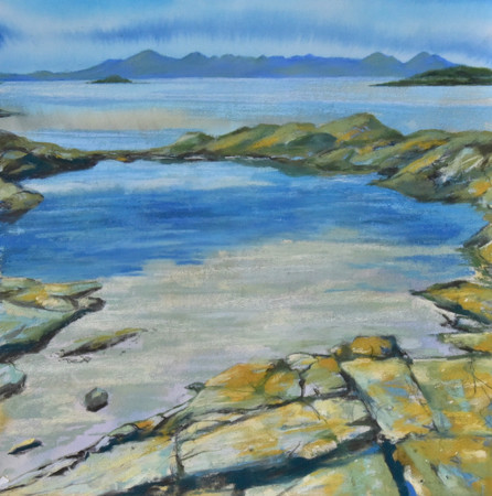 Isle of Skye Plockton Inner Sound Inner Hebrides Scottish Highlands Cuillin mountains munros seascape original pastel mixed media original art