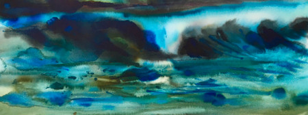 acrylic ink waves sea foam wild seascape blue frothy waves seaside scottish sea