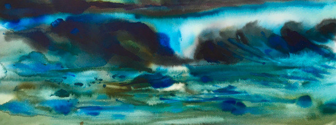 acrylic ink waves sea foam wild seascape blue frothy waves seaside scottish sea