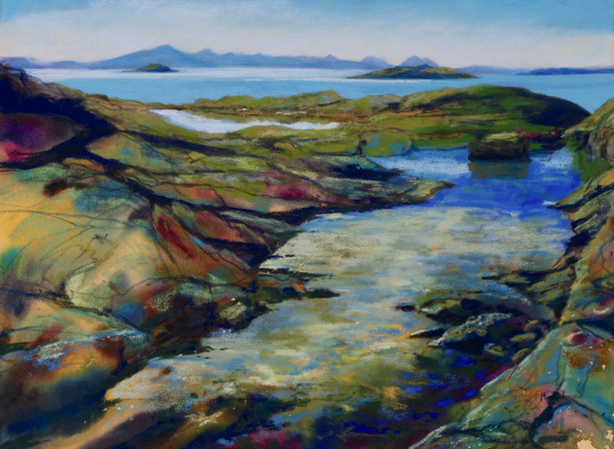 Plockton Rock pools
Isle of Skye Scottish Highlands Seascape shoreline reflection on the water original artwork soft pastels Unison pastels Schminke pastels