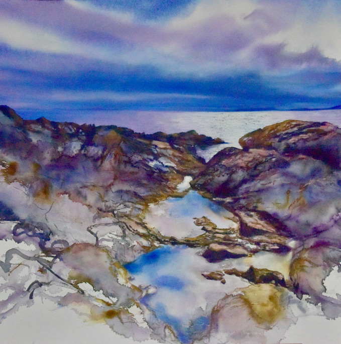 Point of Sleat
Camus Darach Isle of Skye Scottish Highlands Seascape shoreline reflection on the water original artwork soft pastels Unison pastels Schminke pastels rock pools