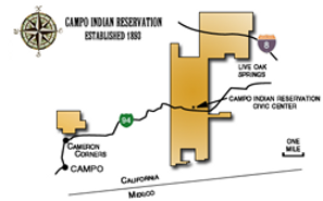 Map of Campo Indian Reservation