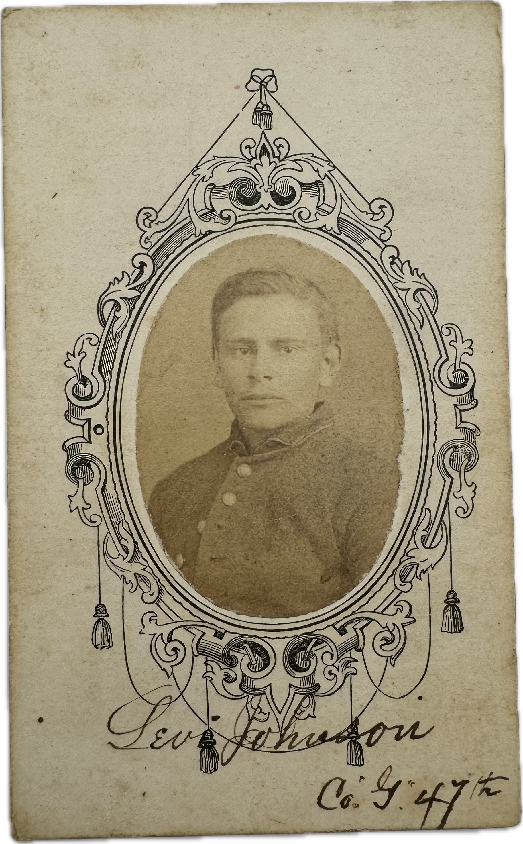 Signed CDV of 47th Illinois Infantry Soldier Levi Johnson