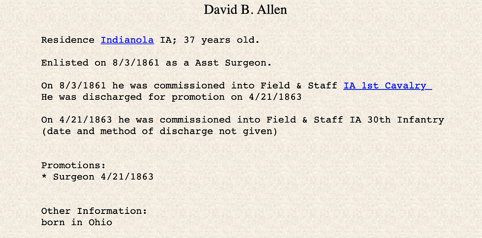 Thumbnail: CDV of Dr. David B. Allen of the 1st Iowa Cav with Period Signature