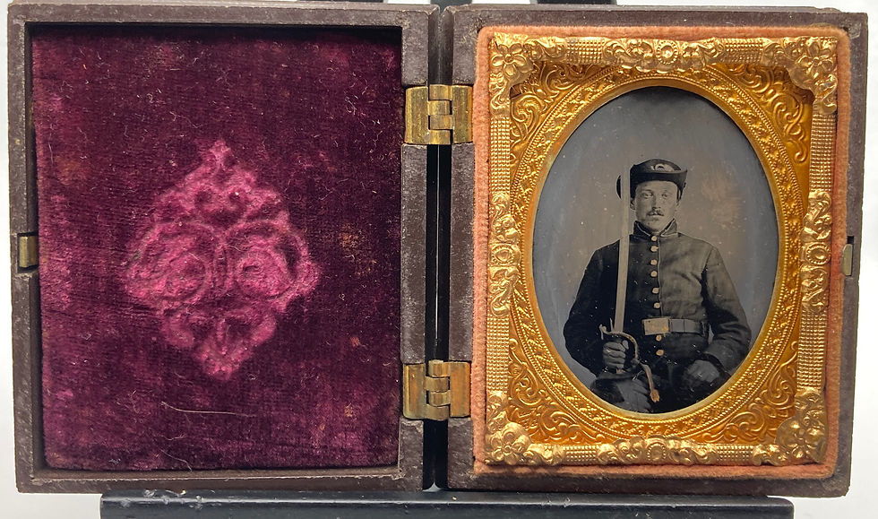 Thumbnail: 1/9th Plate Tintype of Federal Infantry Man with Sword knot on Saber