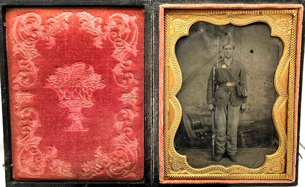 Thumbnail: 1/4 Plate Tintype of Federal Chasseur Soldier 