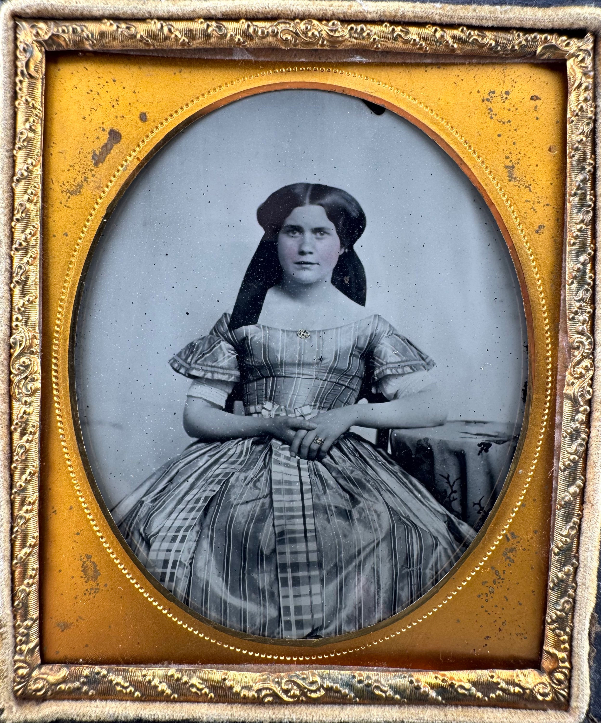 1/6th Ambrotype of Beautiful Young Lady in a Gorgeous Dress