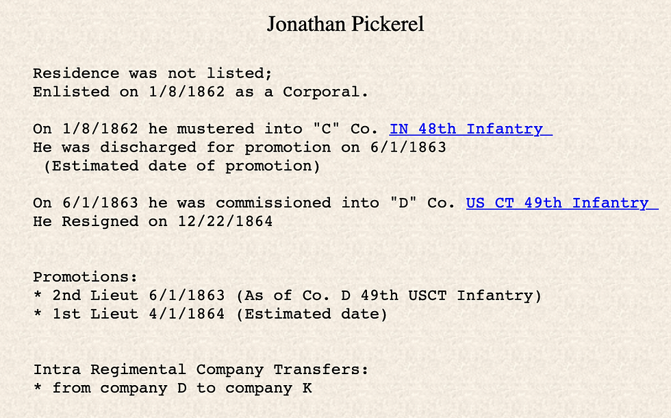 Thumbnail: CDV of 1st LT Jonathan Pickerel 49th USCT with Vicksburg, Mississippi Backmark