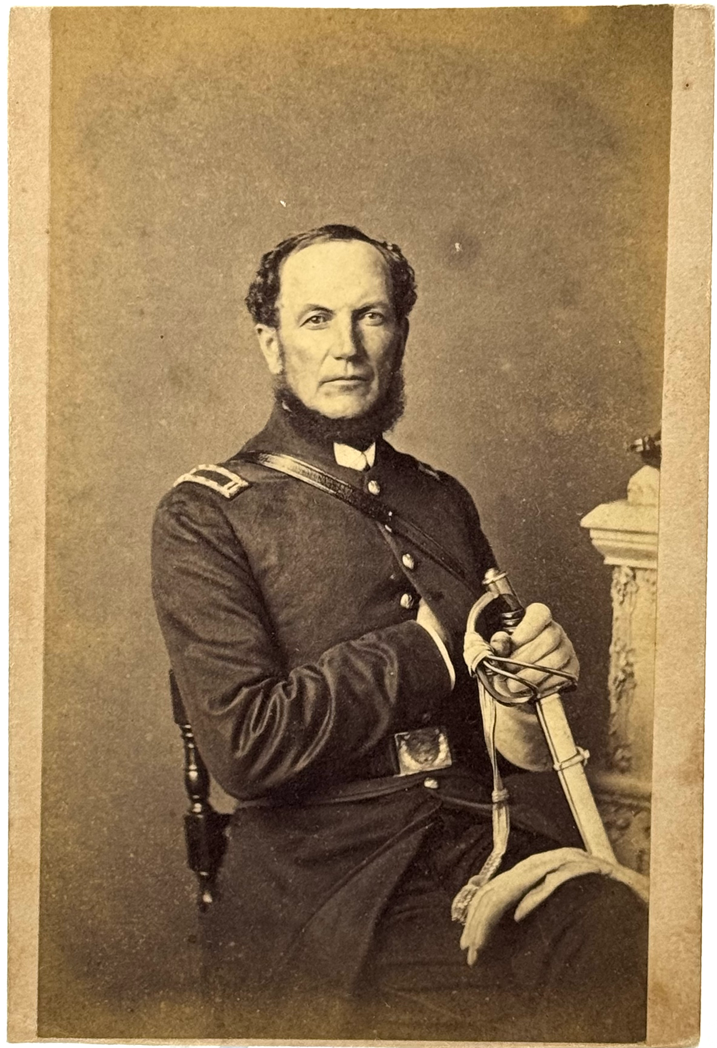 CDV of Federal Soldier Armed with Saber Cincinnati, Ohio Backmark