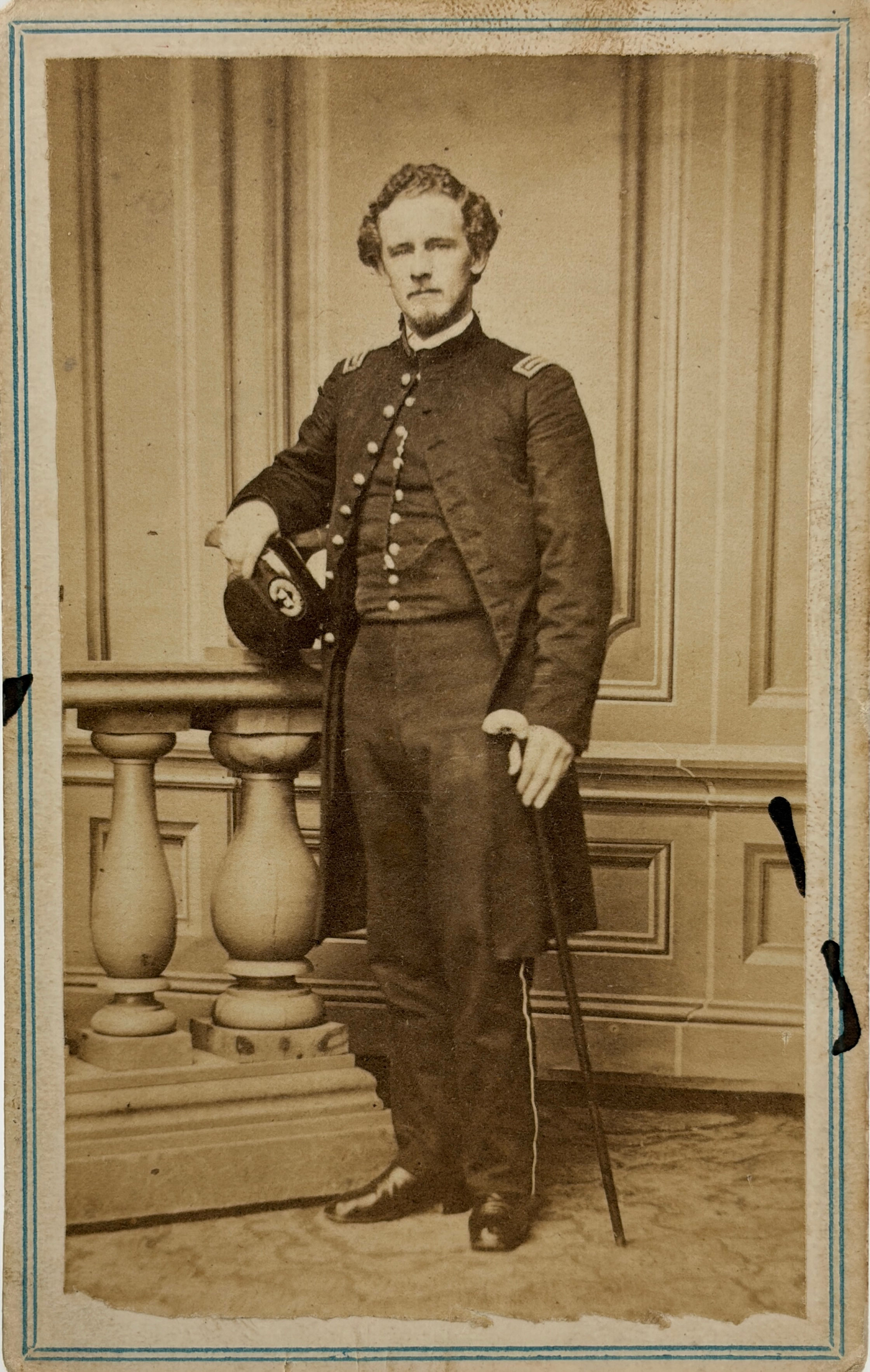 CDV of Union Colonel With Cane In Hand with Lancaster Backmark