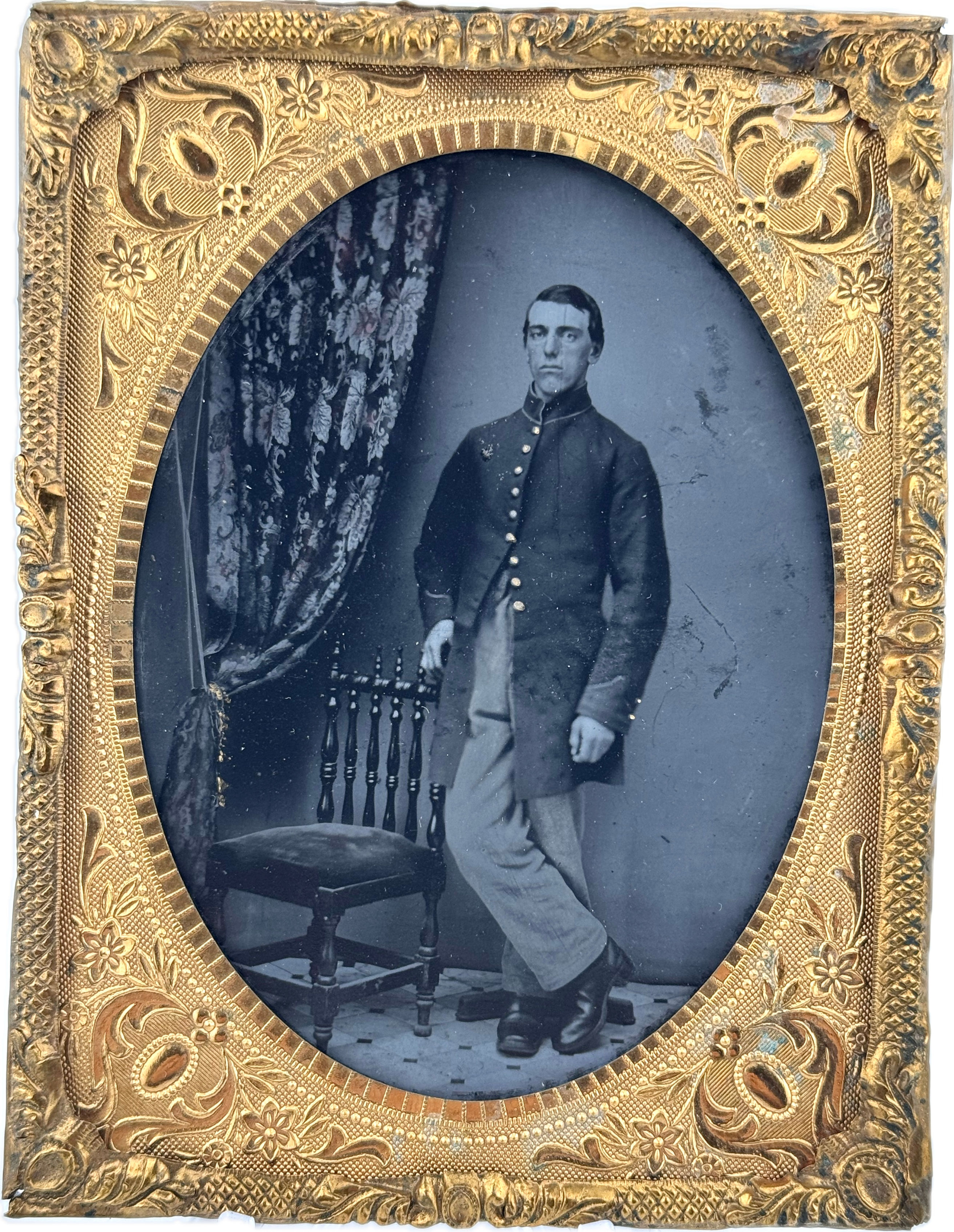 1/4 Plate Tintype of Full Standing Civil War Federal Soldier