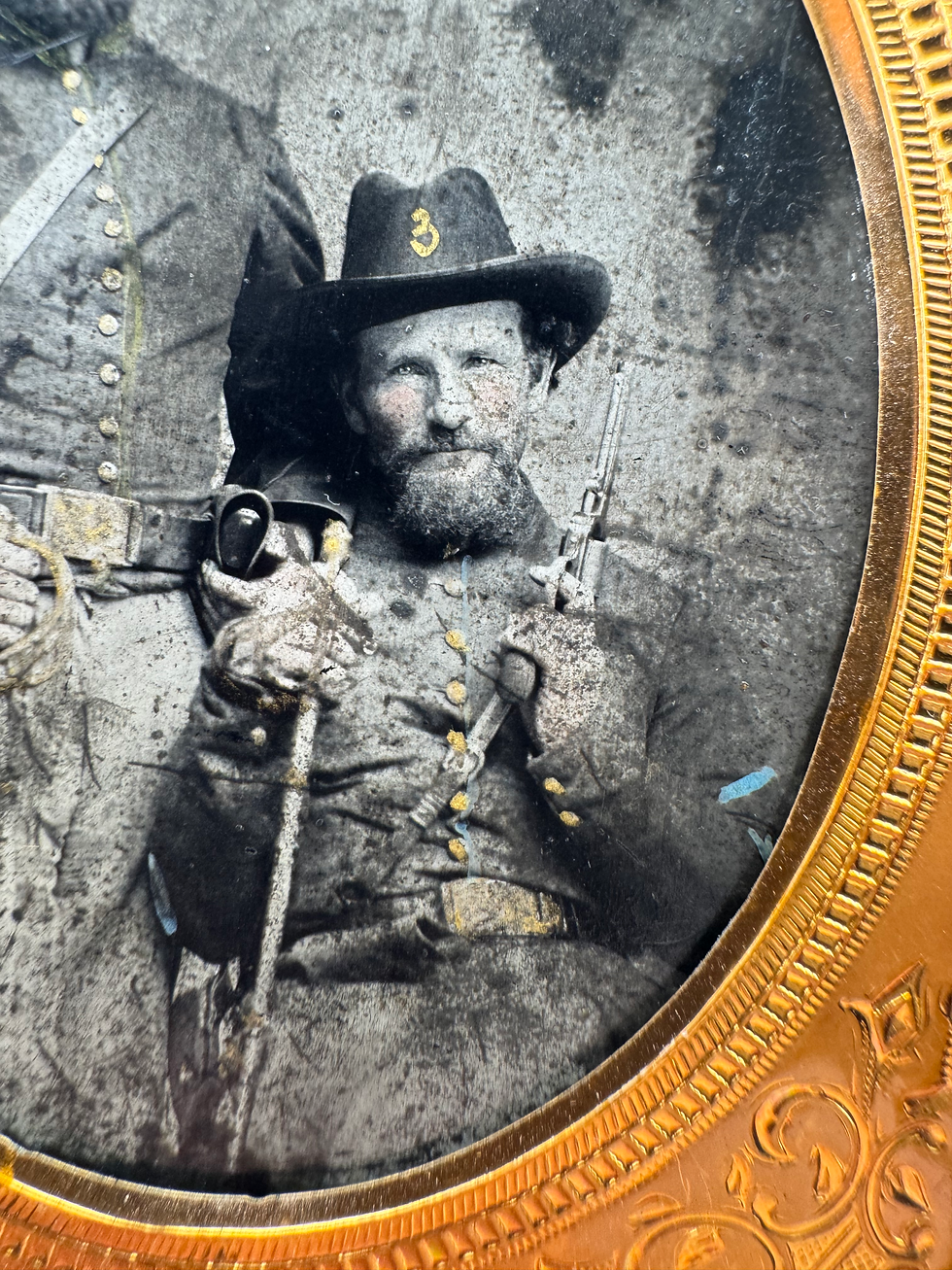 Thumbnail: 1/6th Plate Tintype of Two Federal Soldier with Starr Revolver 